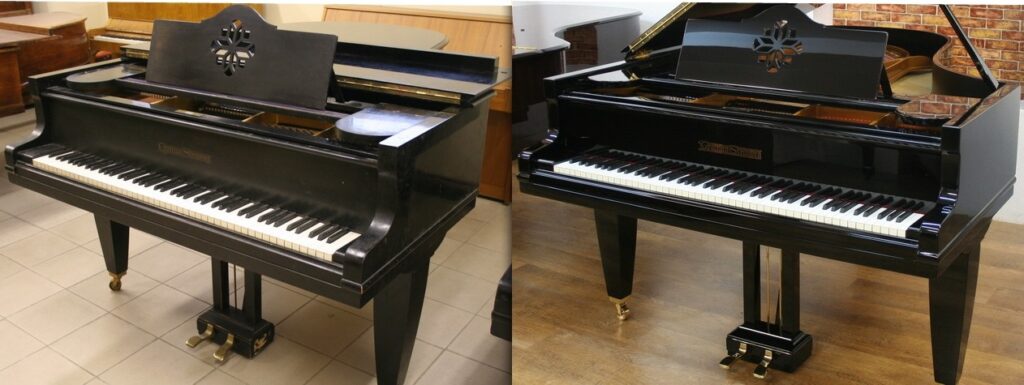 Ebony grand, before and after